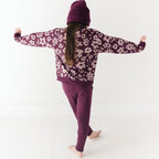 Deep Plum Floral Bamboo French Terry Pullover & Jogger Set