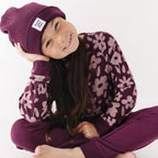 Deep Plum Floral Bamboo French Terry Pullover & Jogger Set