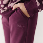 Deep Plum Floral Bamboo French Terry Pullover & Jogger Set