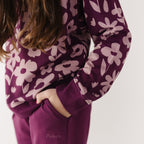 Deep Plum Floral Bamboo French Terry Pullover & Jogger Set