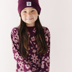 Deep Plum Floral Bamboo French Terry Pullover & Jogger Set