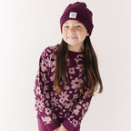 Deep Plum Floral Bamboo French Terry Pullover & Jogger Set