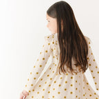Sunflowers Small Ribbed Ruffle Long Sleeve Dress