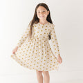 Sunflowers Small Ribbed Ruffle Long Sleeve Dress
