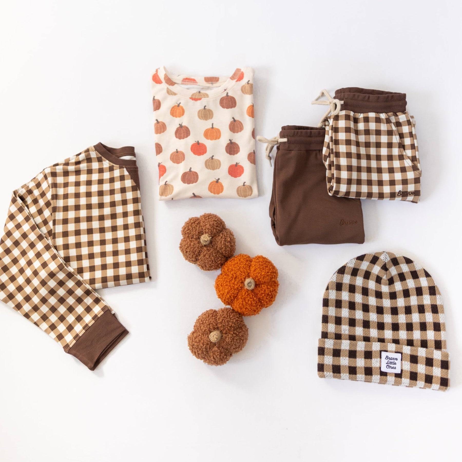 Dark Brown Gingham Bamboo French Terry Pullover