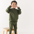 Olive with Brave Embroidered Bamboo French Terry Pullover