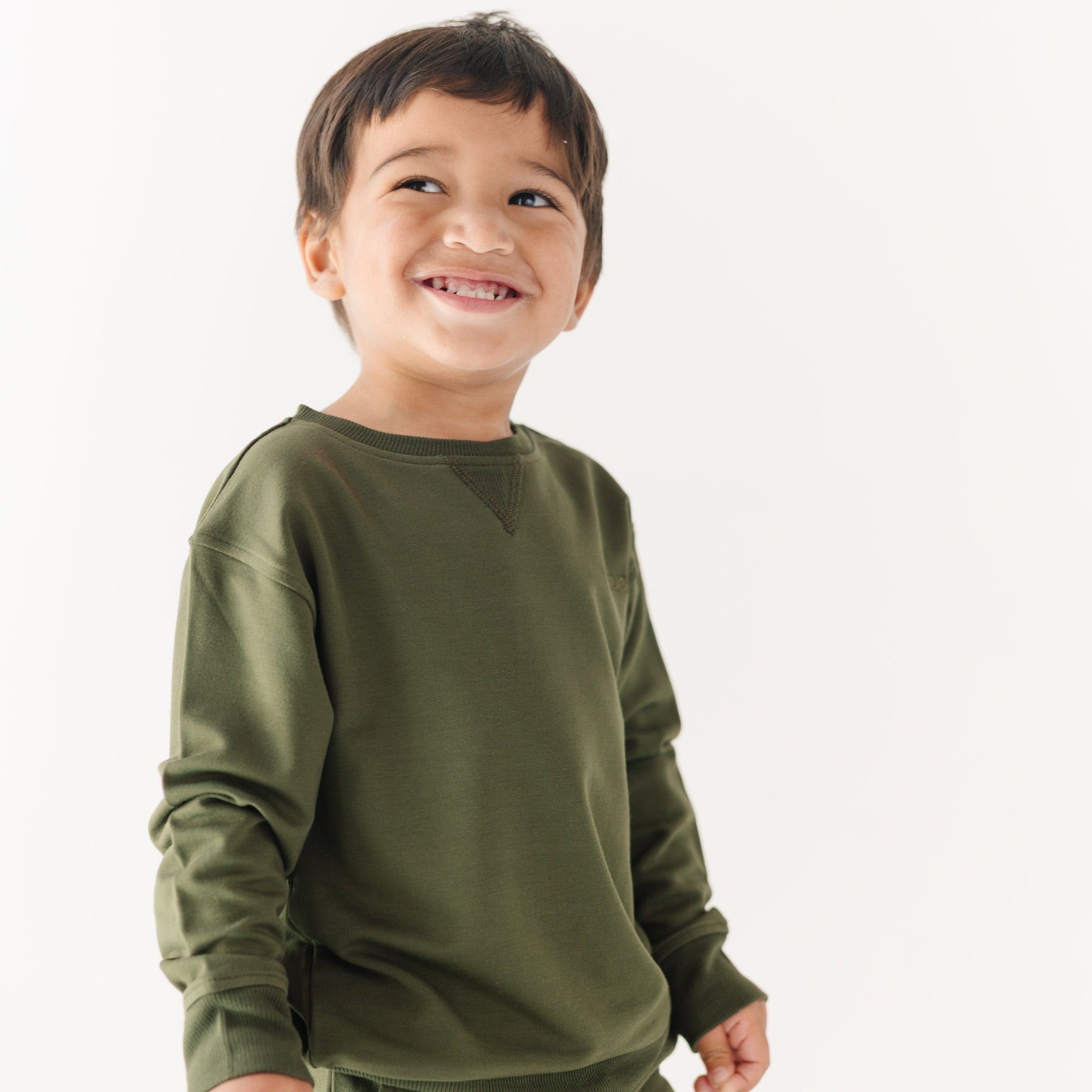 Olive with Brave Embroidered Bamboo French Terry Pullover & Jogger Set