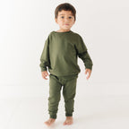 Olive with Brave Embroidered Bamboo French Terry Pullover