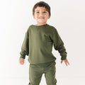Olive with Brave Embroidered Bamboo French Terry Pullover & Jogger Set