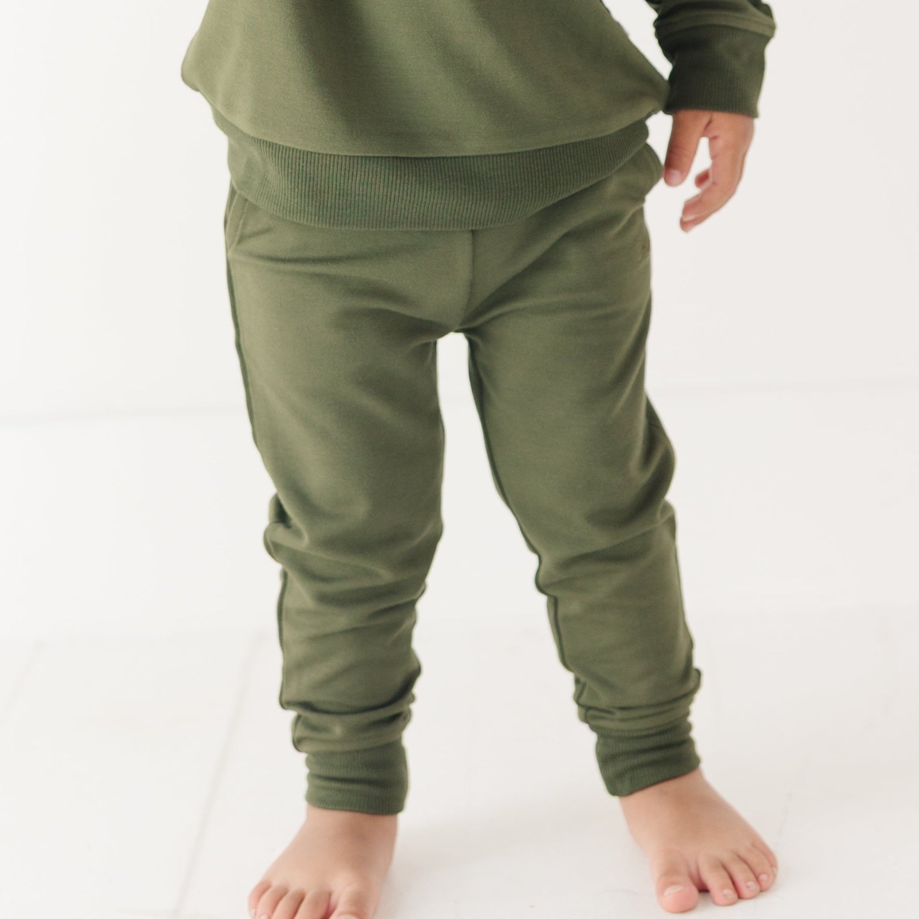 Olive with Brave Embroidered Bamboo French Terry Pullover & Jogger Set