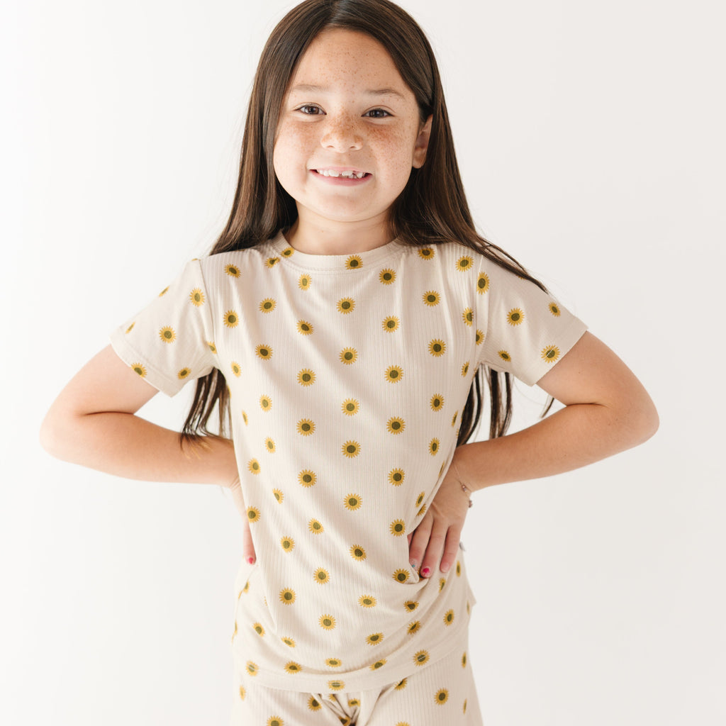 Sunflowers Small Ribbed Shorts Two-Piece Set