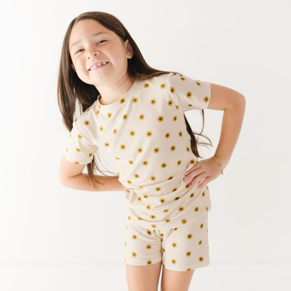 Sunflowers Small Ribbed Shorts Two-Piece Set