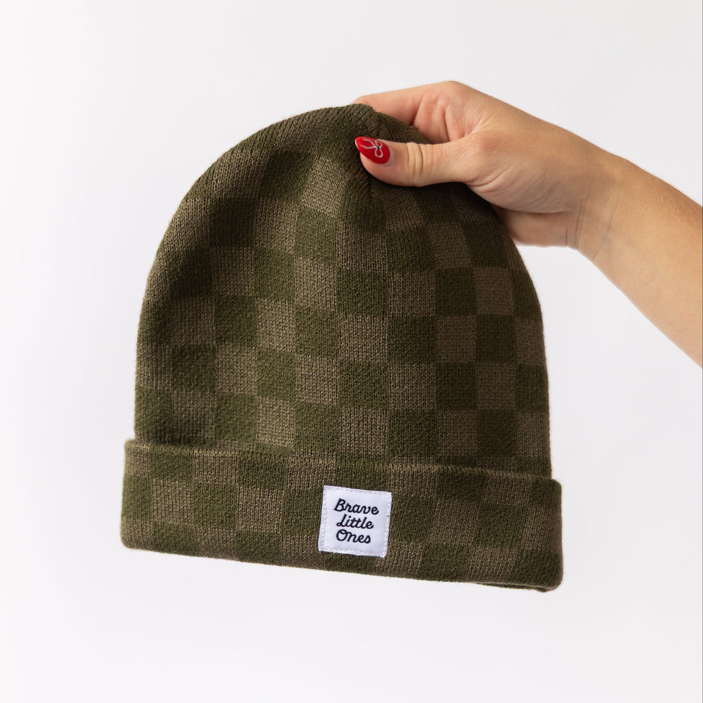 Checkered Knit Beanie
