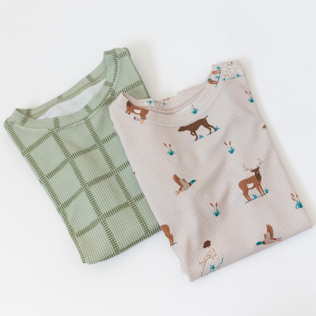 Grid Sage Green Small Ribbed Two-Piece Set