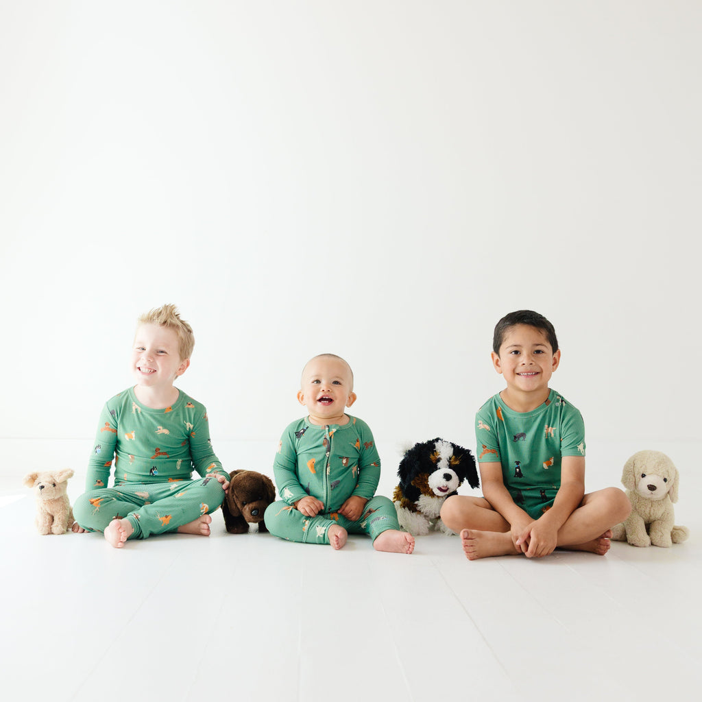 Dogs Green Small Ribbed Two-Piece Set