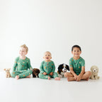 Dogs Green Small Ribbed Two-Piece Set