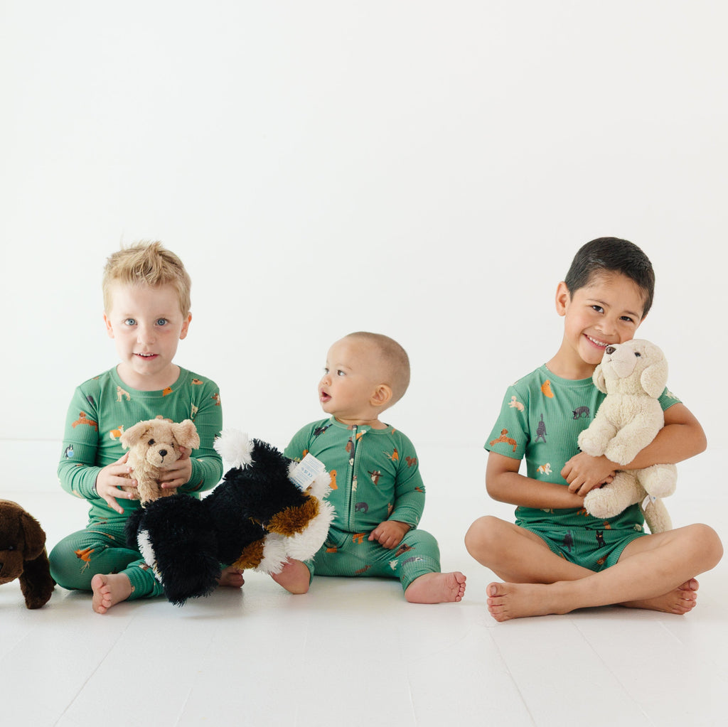 Dogs Green Small Ribbed Two-Piece Set