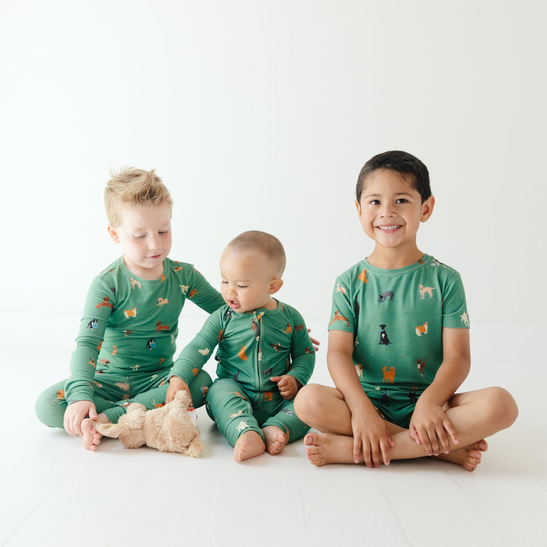 Dogs Green Small Ribbed Two-Piece Set