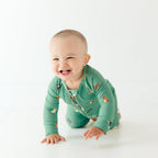 Dogs Green Small Ribbed Zip Romper