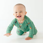 Dogs Green Small Ribbed Zip Romper