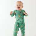 Dogs Green Small Ribbed Zip Romper