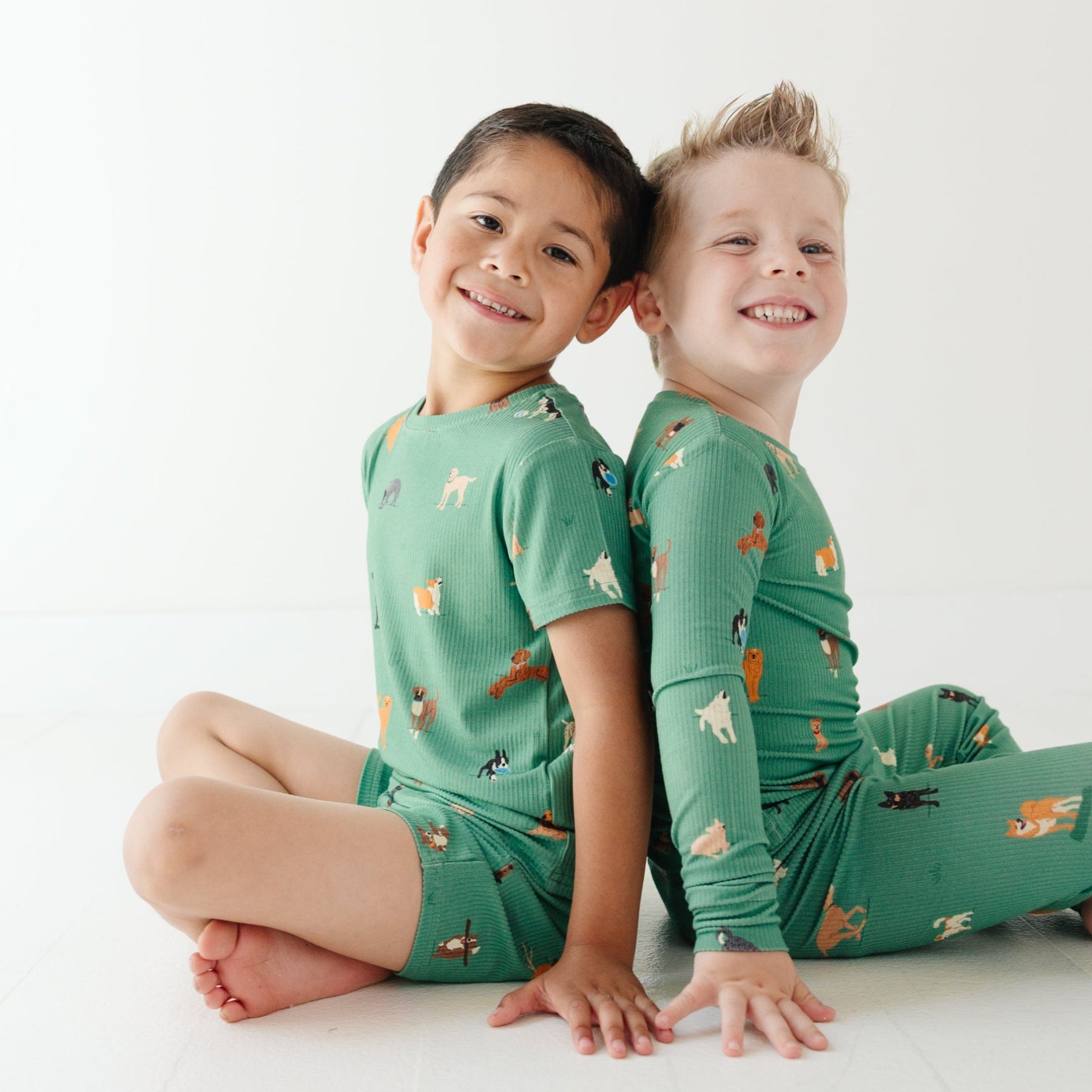 Dogs Green Small Ribbed Two-Piece Set