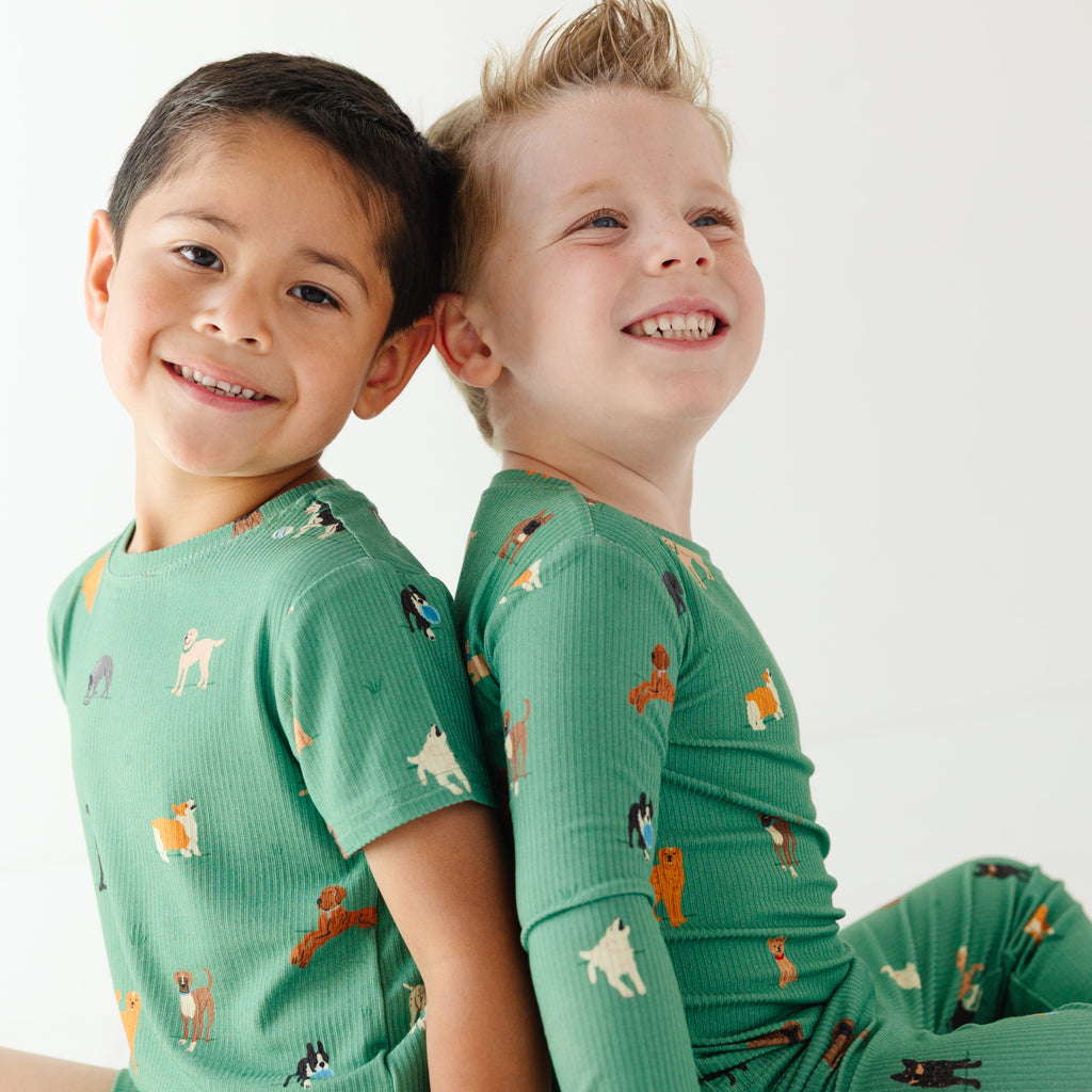 Dogs Green Small Ribbed Two-Piece Set