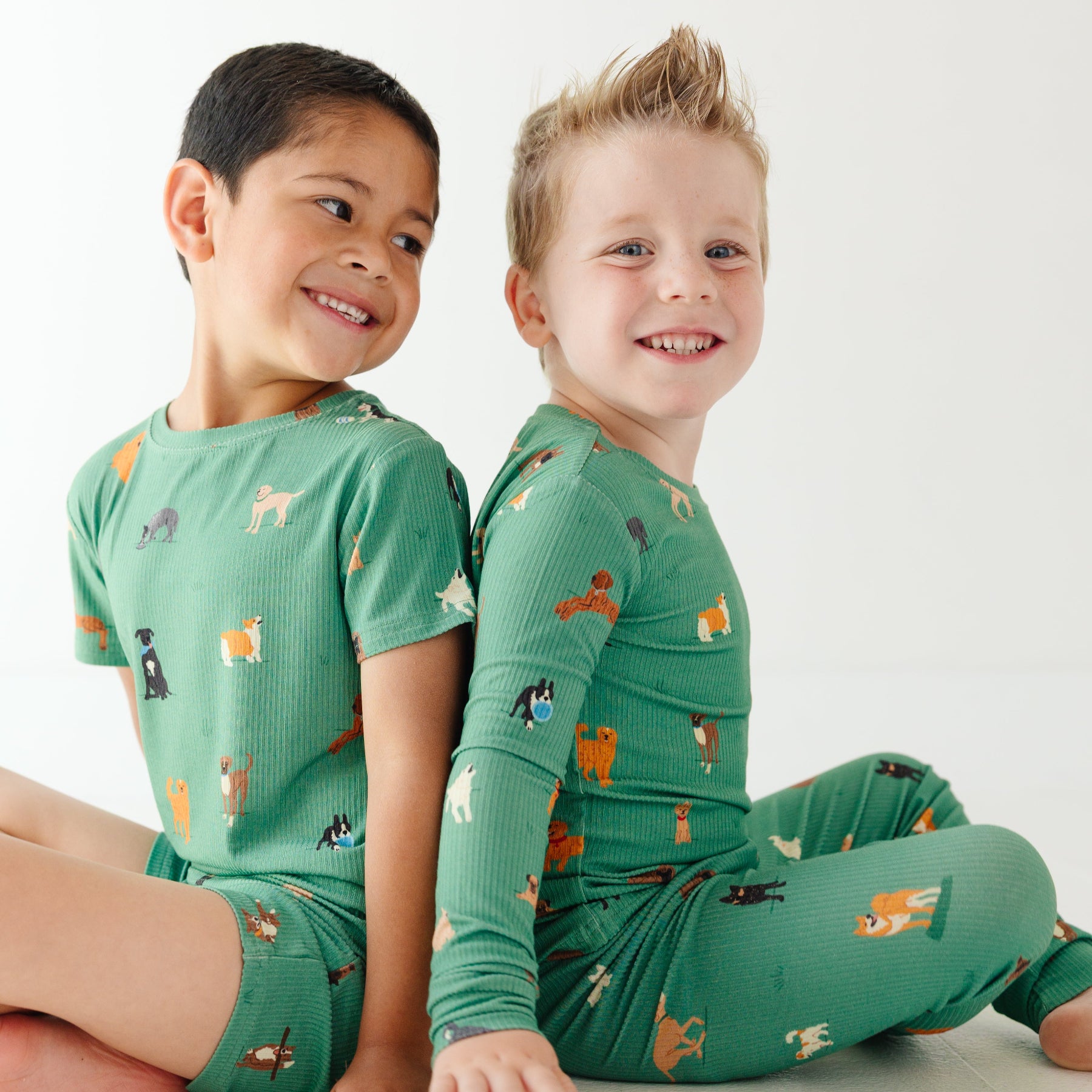 Dogs Green Small Ribbed Two-Piece Set