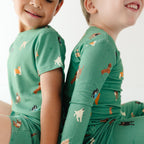 Dogs Green Small Ribbed Two-Piece Set