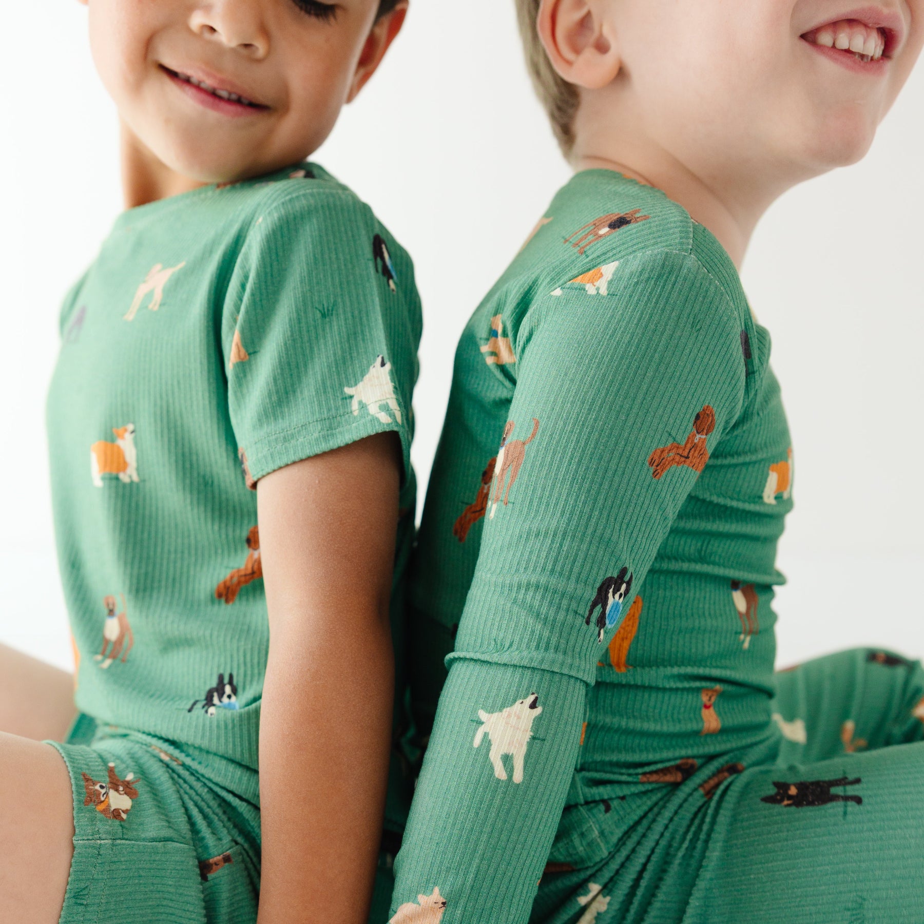 Dogs Green Small Ribbed Two-Piece Set