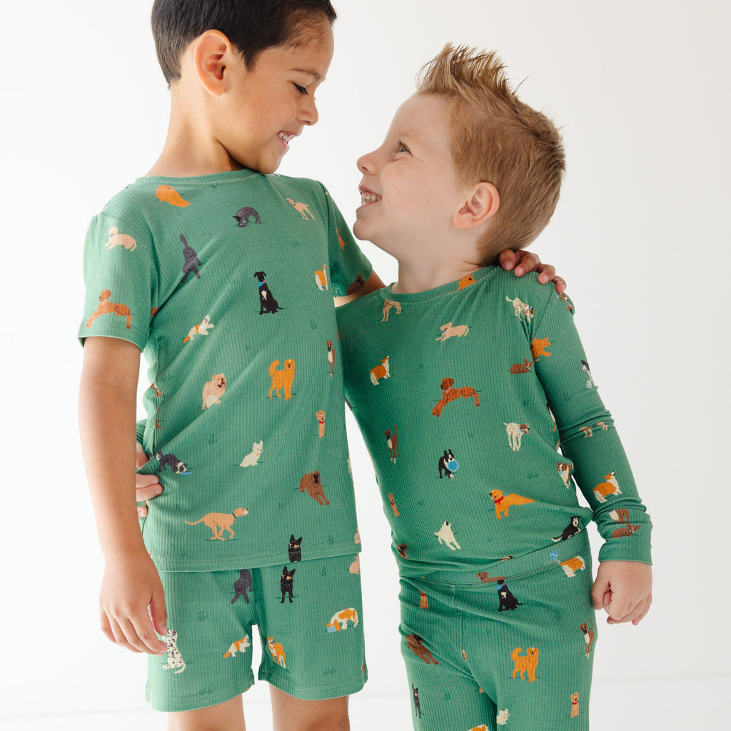 Dogs Green Small Ribbed Two-Piece Set