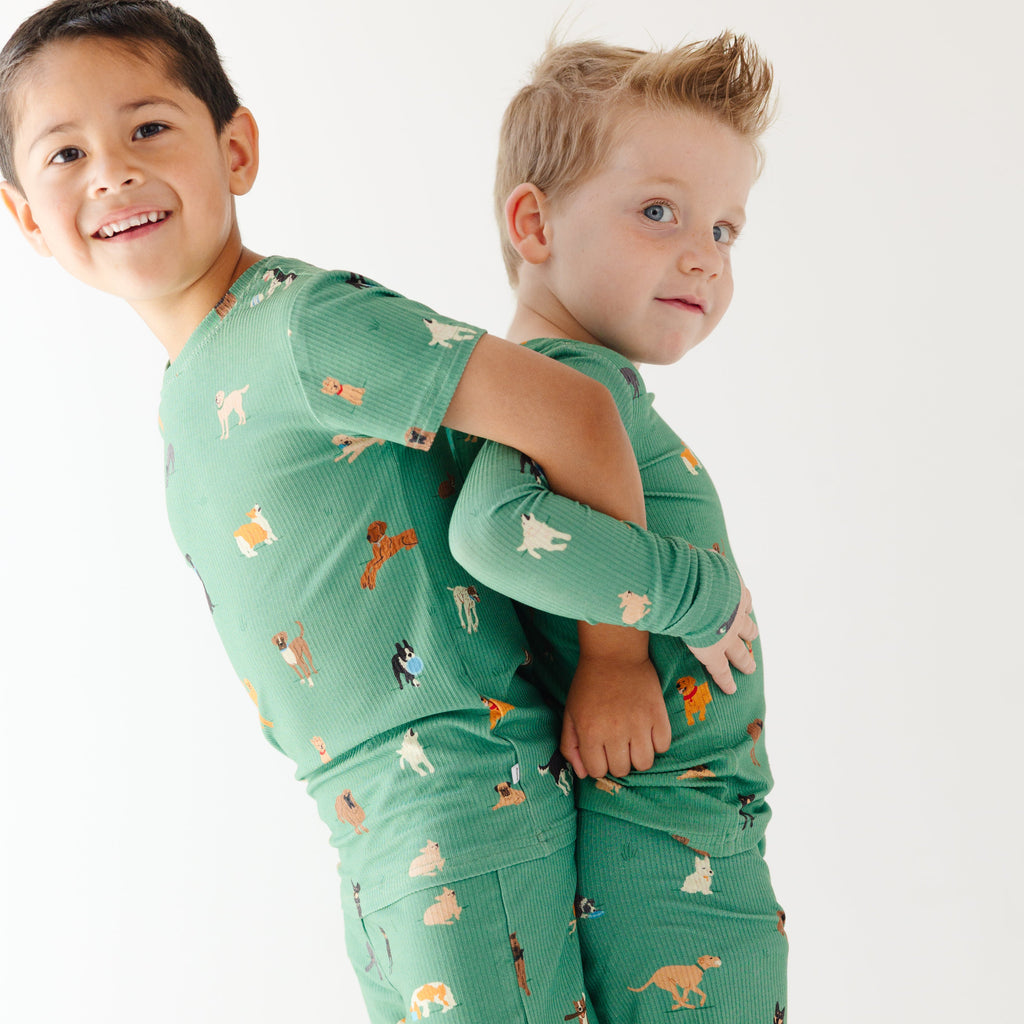 Dogs Green Small Ribbed Two-Piece Set