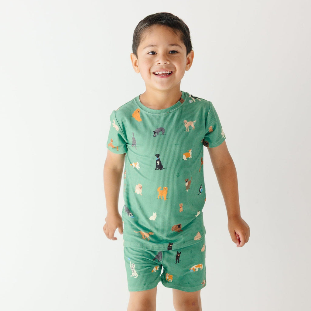 Dogs Green Small Ribbed Shorts Two-Piece Set