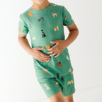 Dogs Green Small Ribbed Shorts Two-Piece Set