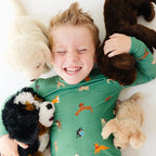 Dogs Green Small Ribbed Two-Piece Set