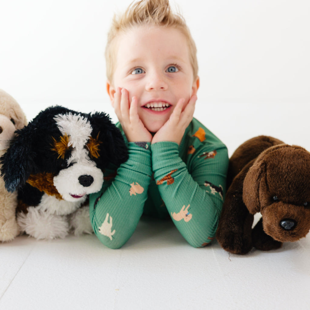Dogs Green Small Ribbed Two-Piece Set