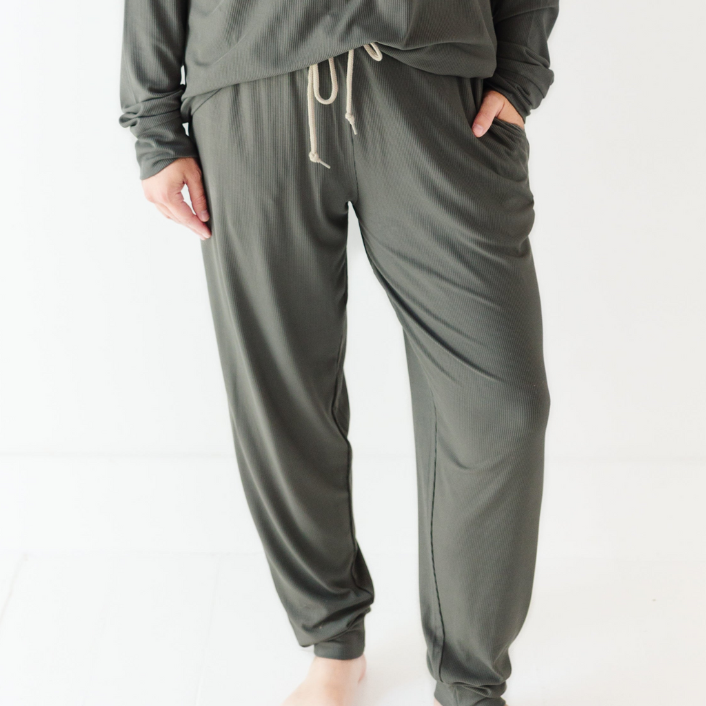 Dark Charcoal Small Ribbed Women's Pants