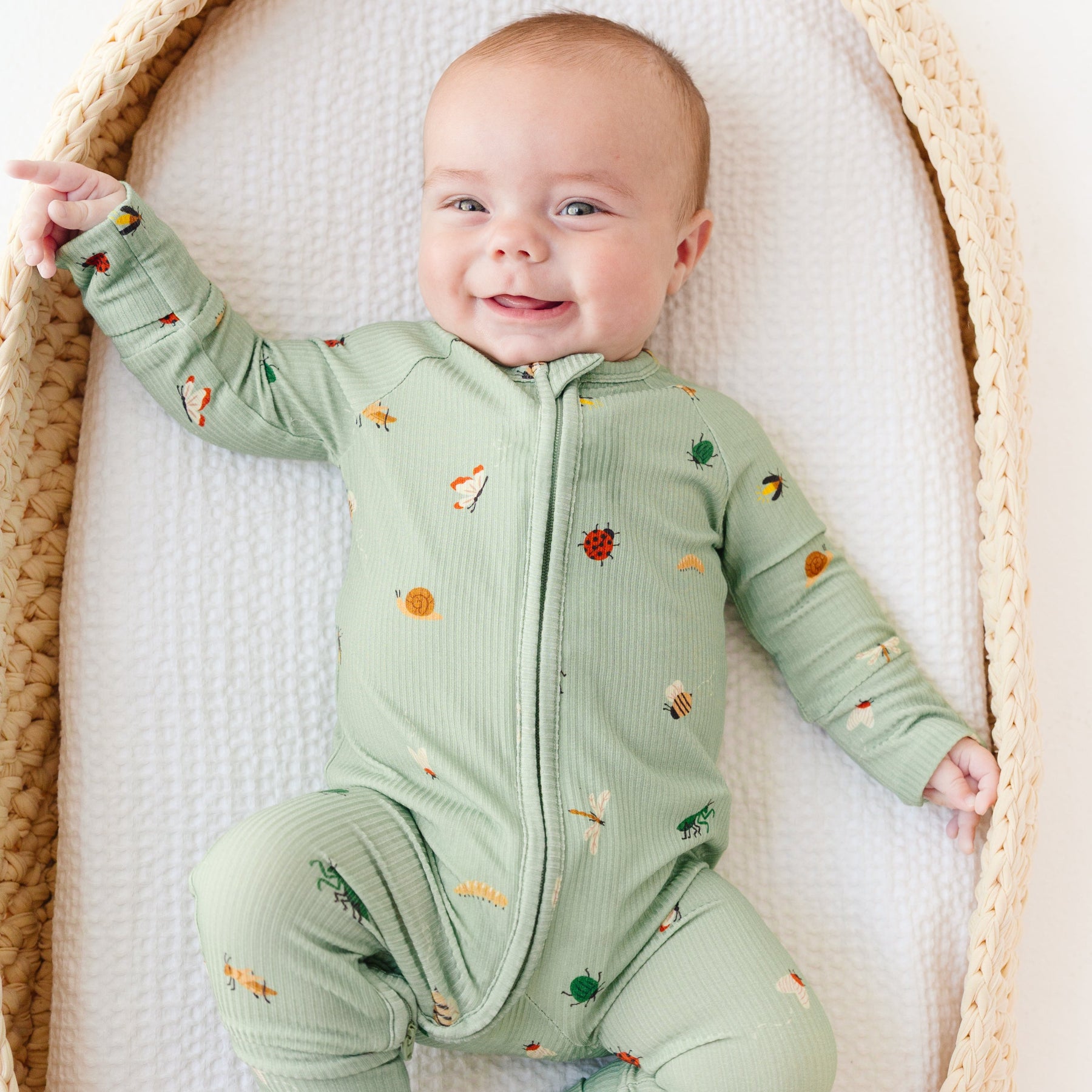 Backyard Bugs Small Ribbed Zip Romper