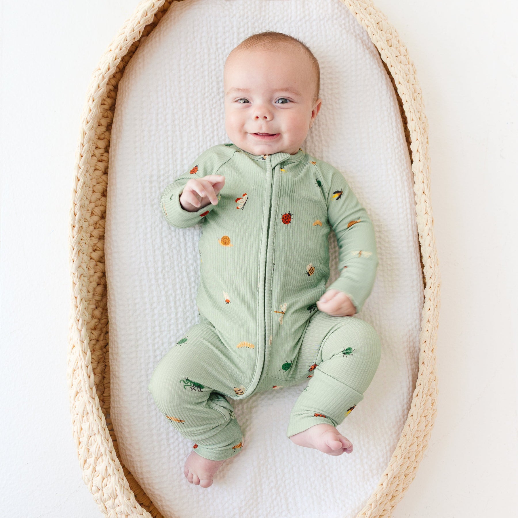 Backyard Bugs Small Ribbed Zip Romper
