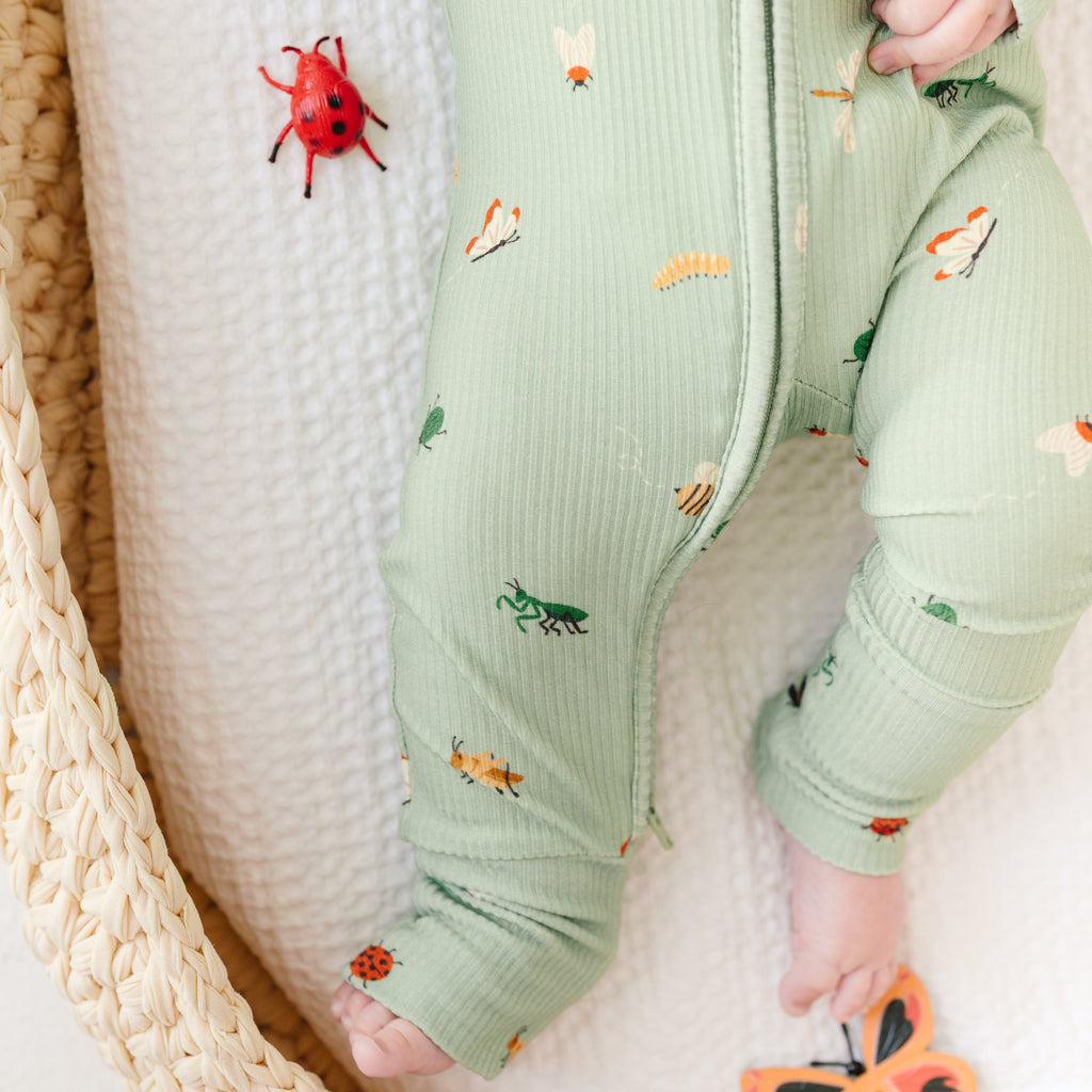 Backyard Bugs Small Ribbed Zip Romper