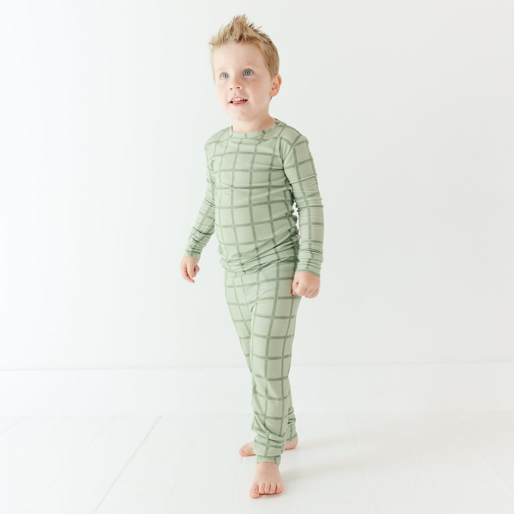 Grid Sage Green Small Ribbed Two-Piece Set