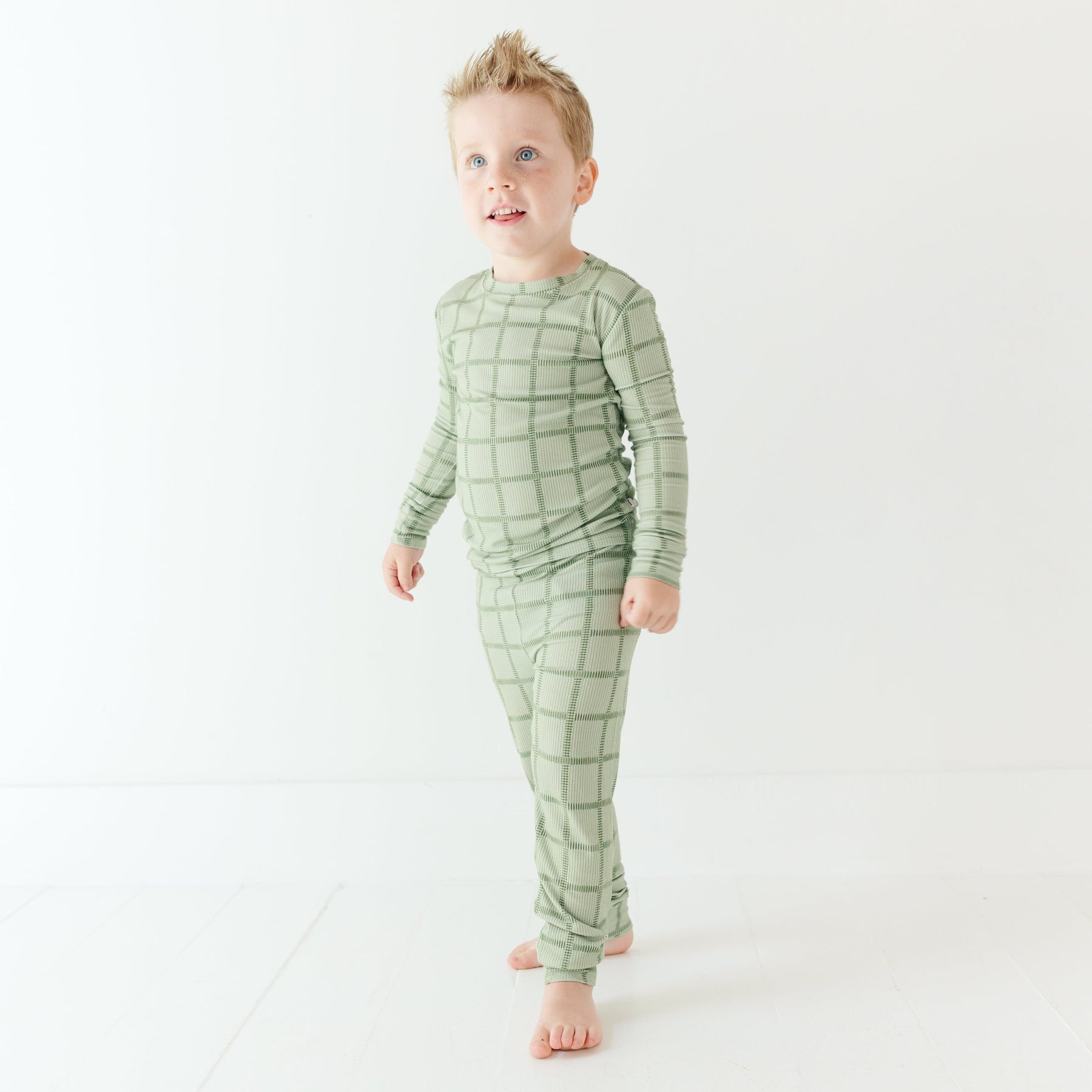 Grid Sage Green Small Ribbed Two-Piece Set