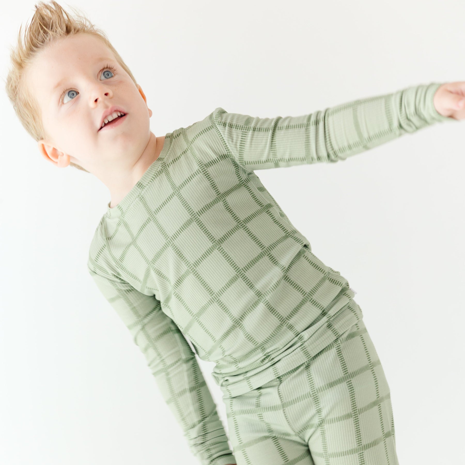 Grid Sage Green Small Ribbed Two-Piece Set