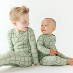 Grid Sage Green Small Ribbed Zip Romper