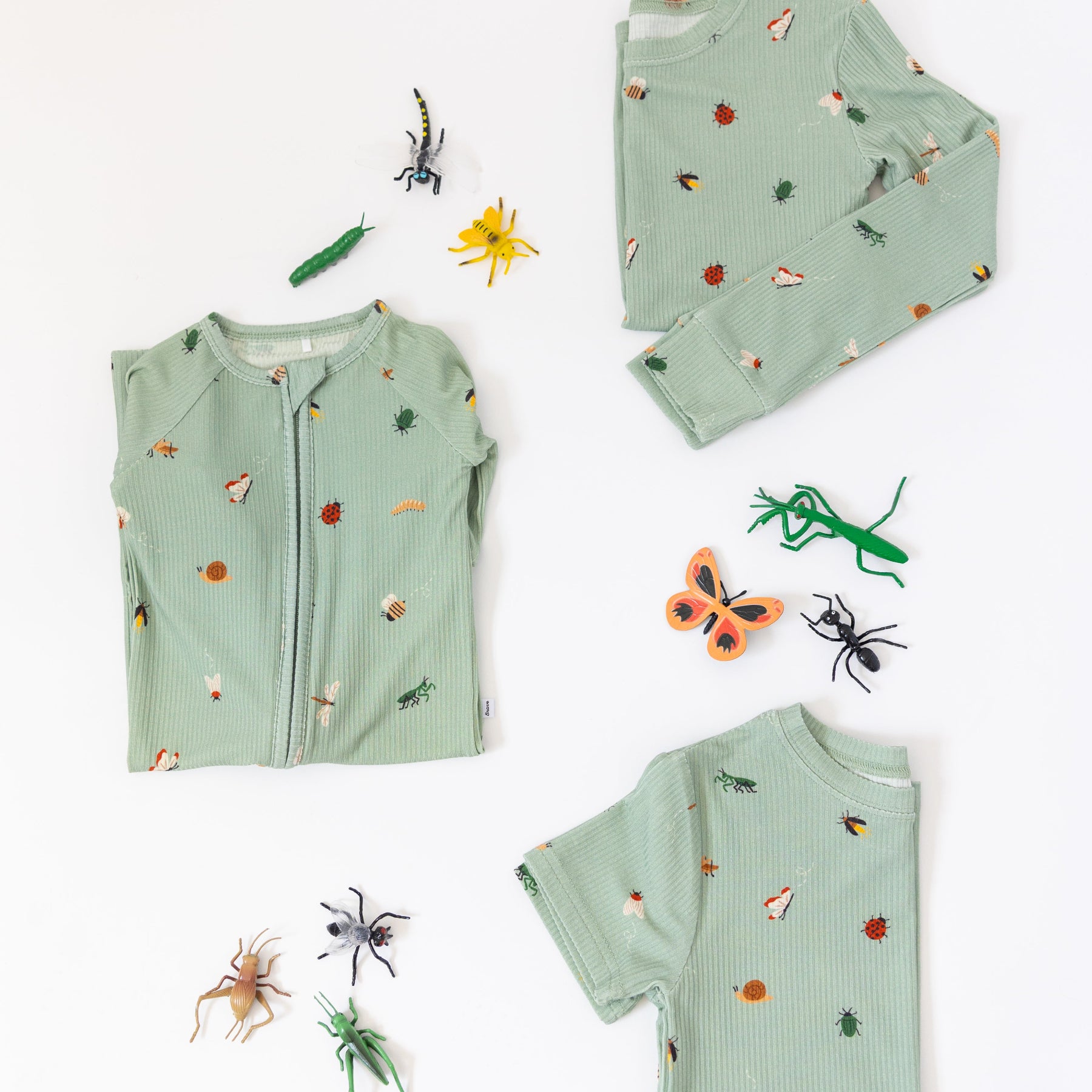 Backyard Bugs Small Ribbed Zip Romper