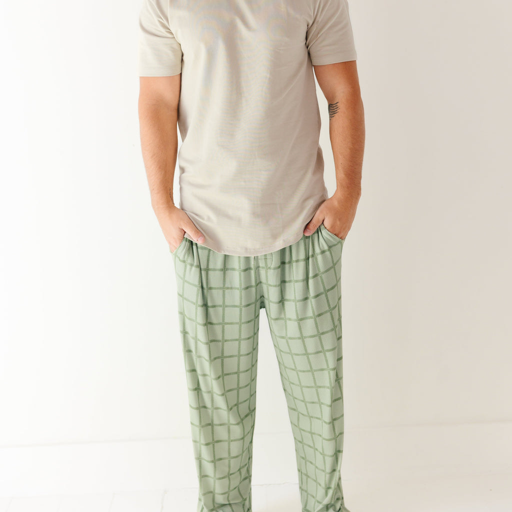 Grid Sage Green Small Ribbed Men's Pants