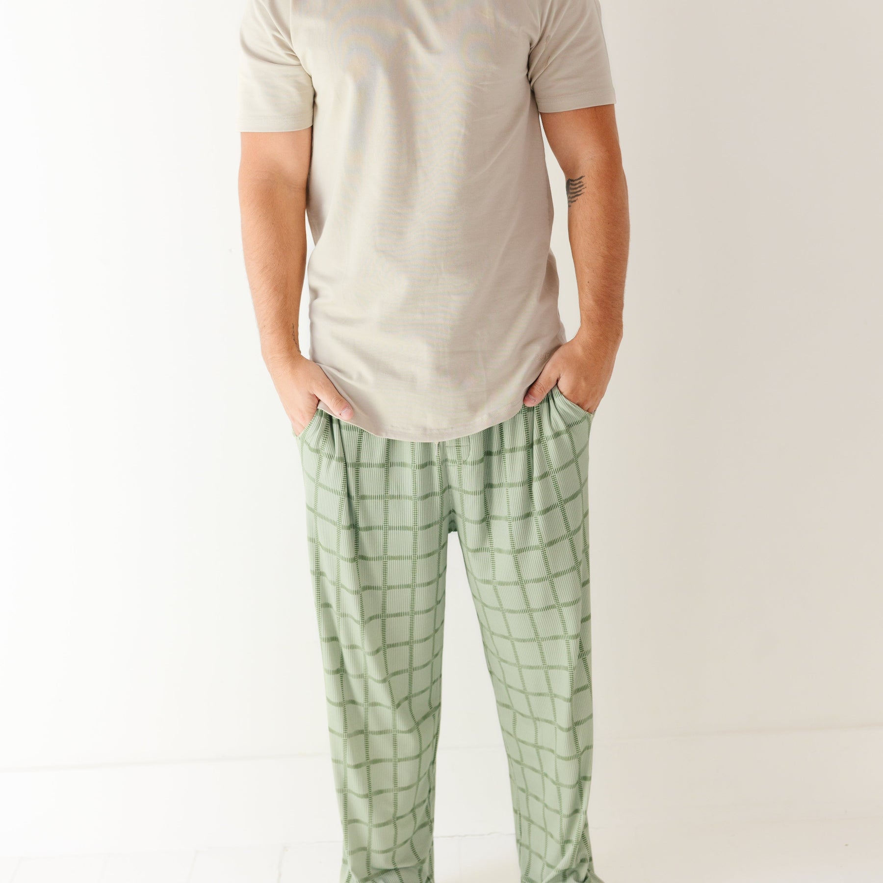 Grid Sage Green Small Ribbed Men's Pants