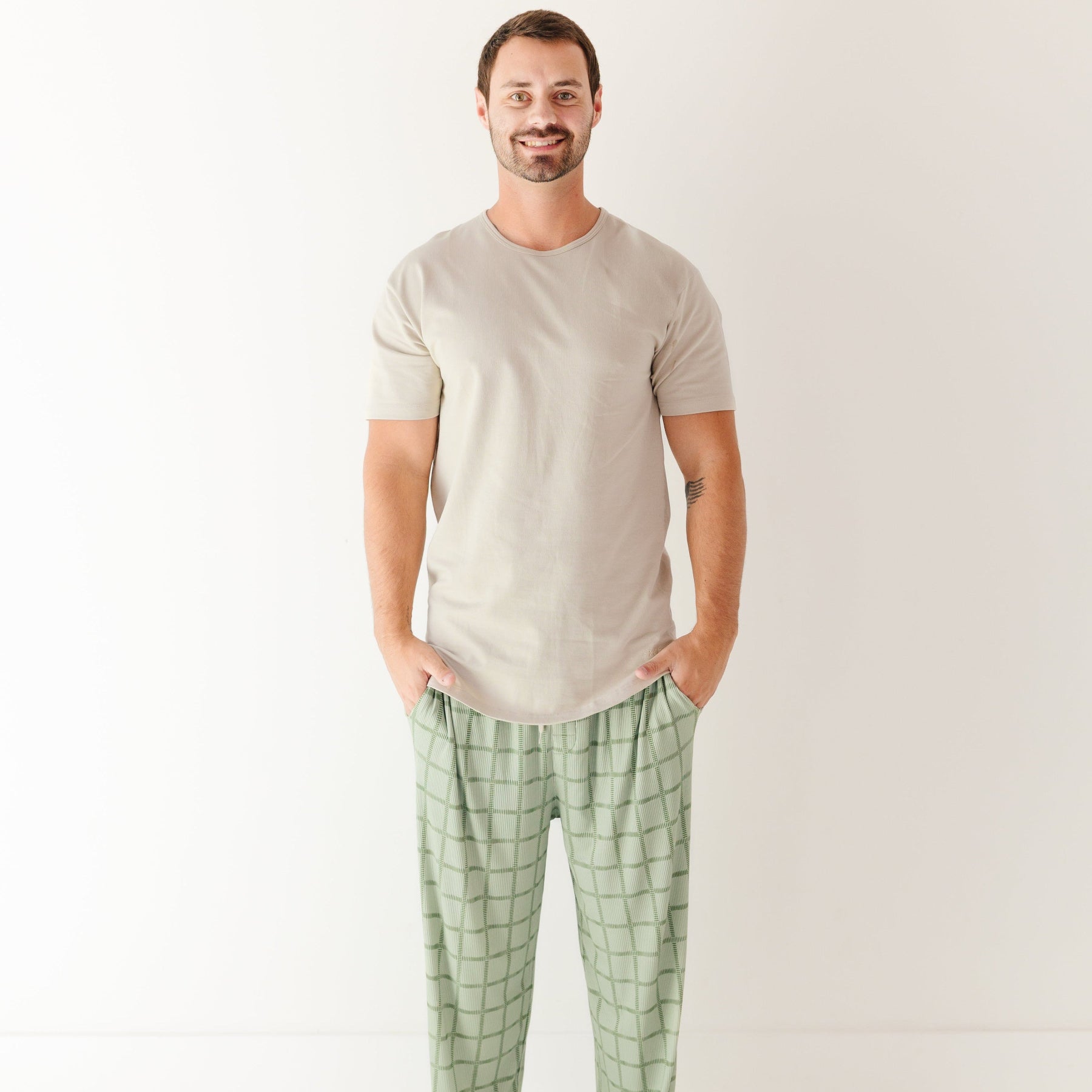 Grid Sage Green Small Ribbed Men's Pants