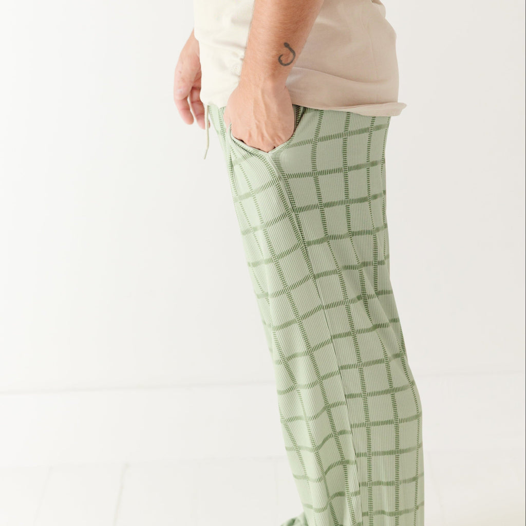 Grid Sage Green Small Ribbed Men's Pants