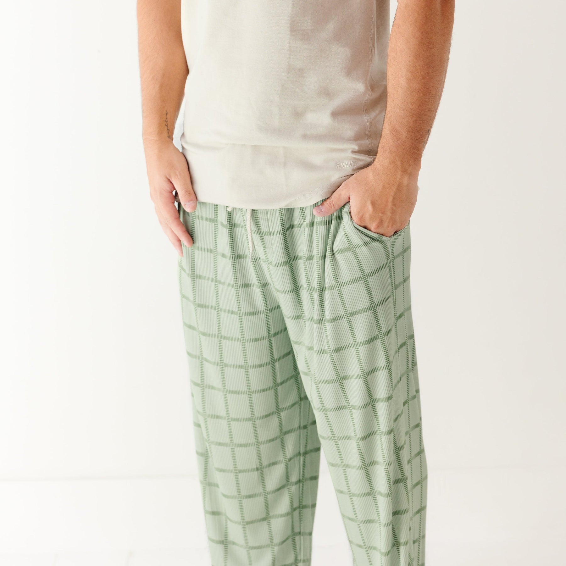 Grid Sage Green Small Ribbed Men's Pants